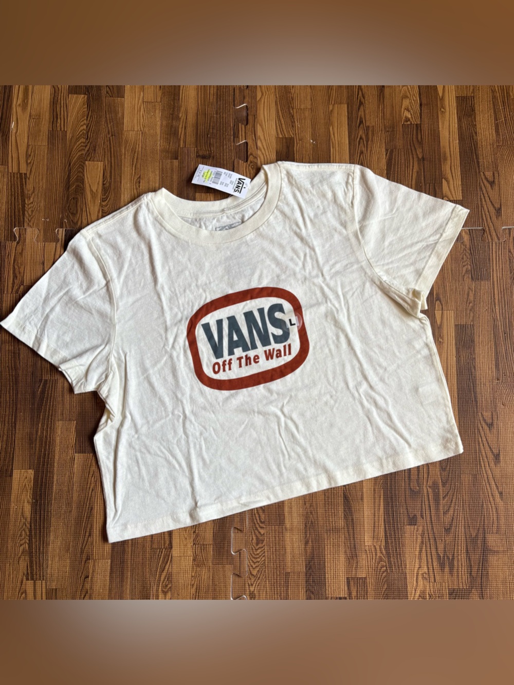 NWT Vans Off-White Crop Top Tee Large